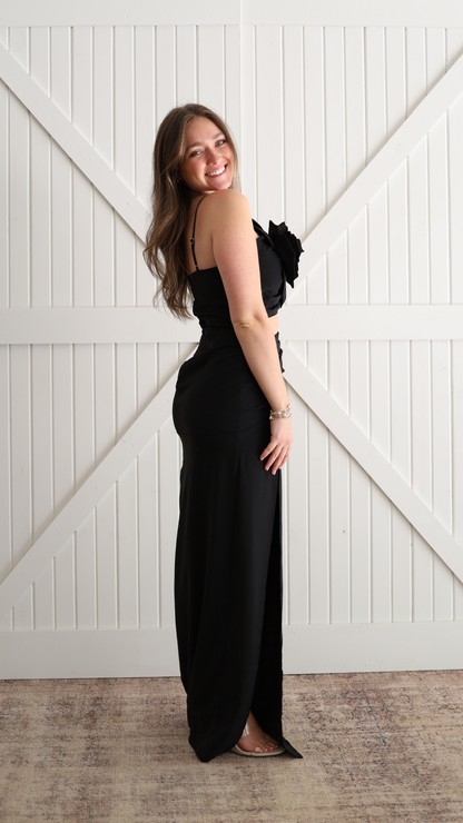 Black Rose Halter Dress