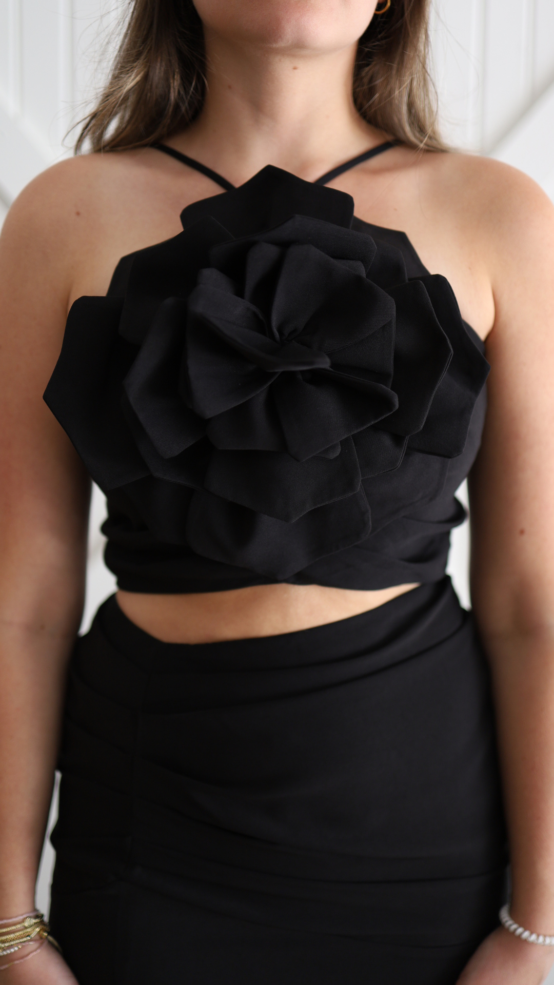 Black Rose Halter Dress