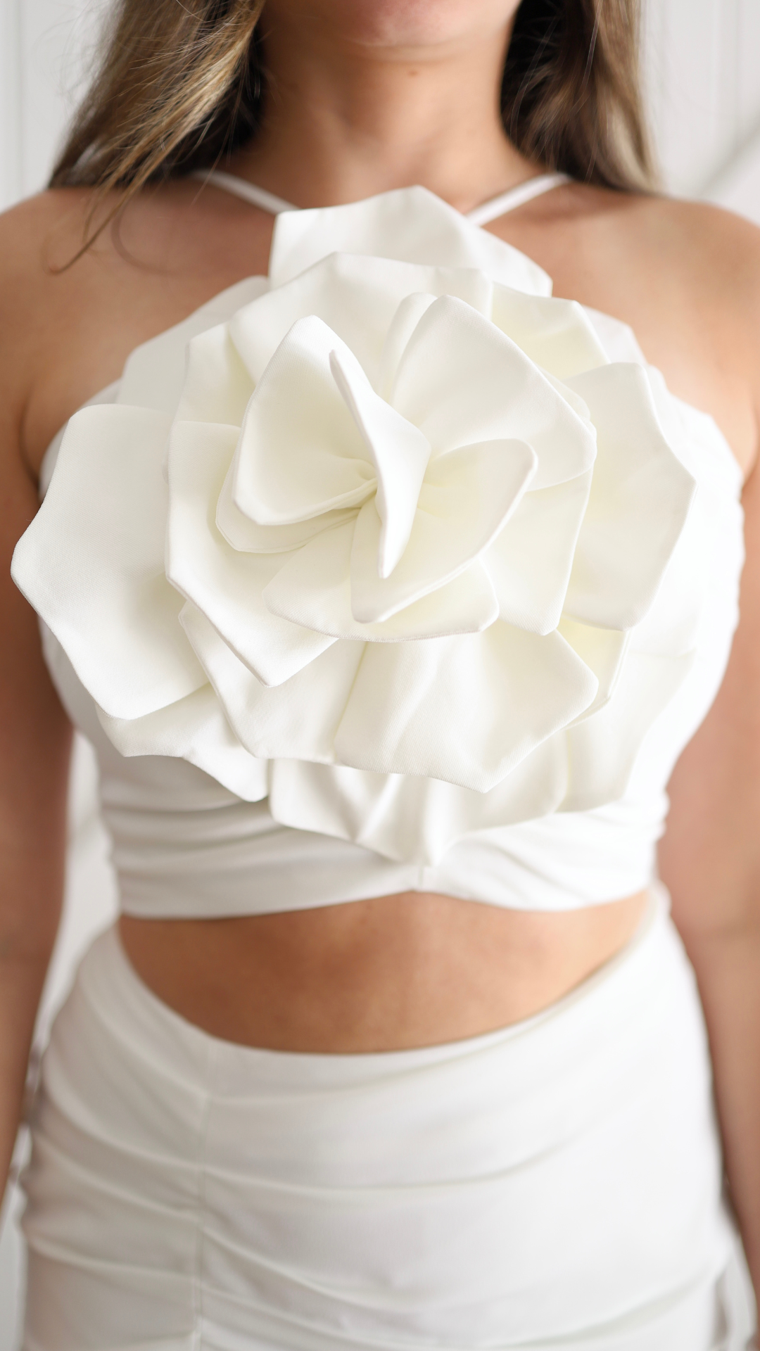 White Rose Halter Dress