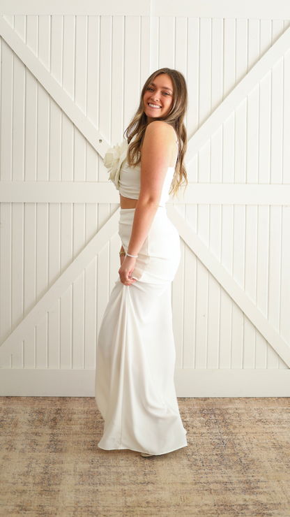 White Rose Halter Dress